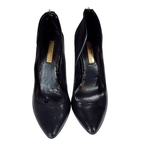 BDBGeneration Pump sz 6 Women‎ Conrad Stilleto Heel Black Leather Gold Zipper 4" - Picture 8 of 12